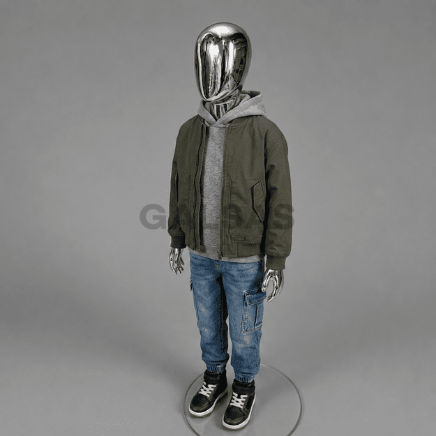 Manekin dziecięcy VAI-SILVER-85. Kolor srebrny. Wzrost 85 cm.