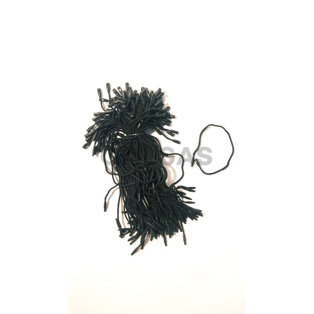 Uchwyt na etykiety - z mikroplombą - czarna bawełna o pojedynczym splocie, 19 cm, 100 szt. w opakowaniu