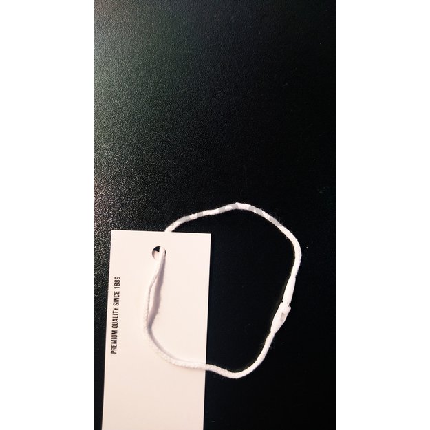 Uchwyt na etykiety - z mikroplombą - biała bawełna o pojedynczym splocie, 19 cm, 100 szt. w opakowaniu