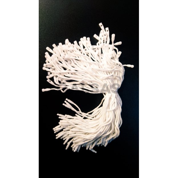 Uchwyt na etykiety - z mikroplombą - biała bawełna o pojedynczym splocie, 19 cm, 100 szt. w opakowaniu