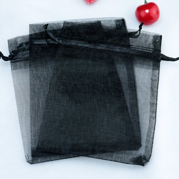 Woreczki z organzy – do pakowania biżuterii i prezentów – 15 x 20 cm / 100 sztuk. Czarne