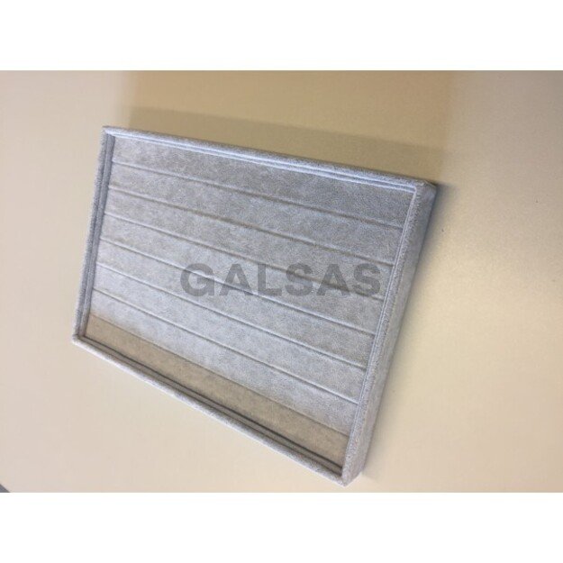 Taca ekspozycyjna - 7 szczelin na pierścionki i inne ozdoby. Szary welur Taca ekspozycyjna - 7 szczelin na pierścionki i inne ozdoby. Szary welur