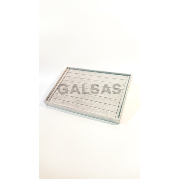 Taca ekspozycyjna - 7 szczelin na pierścionki i inne ozdoby. Szary welur Taca ekspozycyjna - 7 szczelin na pierścionki i inne ozdoby. Szary welur