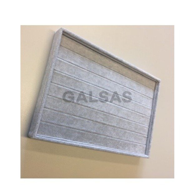 Taca ekspozycyjna - 7 szczelin na pierścionki i inne ozdoby. Szary welur Taca ekspozycyjna - 7 szczelin na pierścionki i inne ozdoby. Szary welur