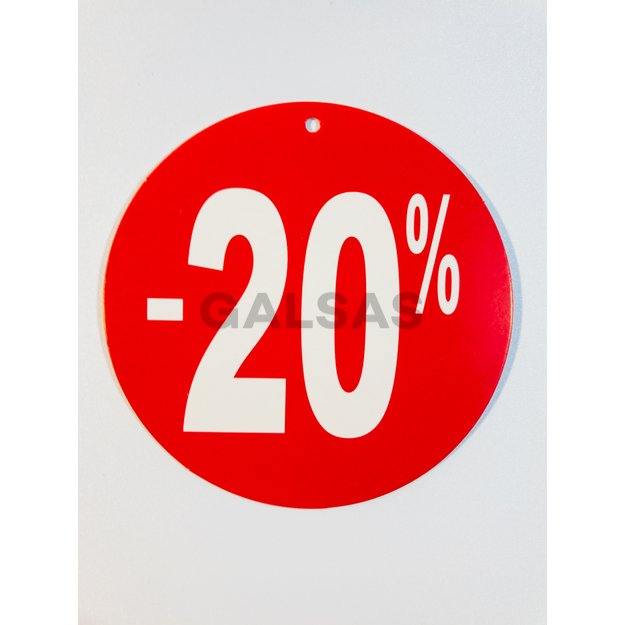 Etykiety rabatowe "20%" - papier okrągły. Średnica 250 mm Etykiety rabatowe "20%" - papier okrągły. Średnica 250 mm