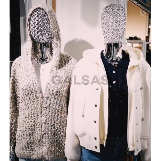 Chromowany manekin żeński z głową z tkanej siatki - BF1-TINKL-SILVER