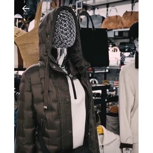 Chromowany manekin żeński z głową z tkanej siatki - BF1-TINKL-SILVER