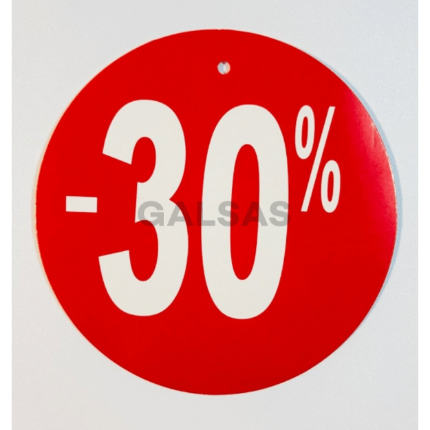 Etykiety rabatowe "30%" - papier okrągły. Średnica 120 mm Etykiety rabatowe "30%" - papier okrągły. Średnica 120 mm