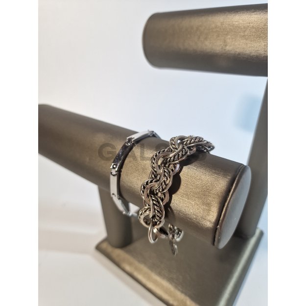 Stojak na bransoletkę i zegarek, 2 poziomy, czarny jedwab - APY-2-NEW-SILK-RD