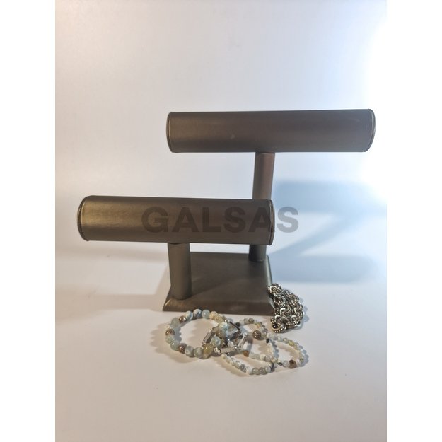 Stojak na bransoletkę i zegarek, 2 poziomy, czarny jedwab - APY-2-NEW-SILK-RD