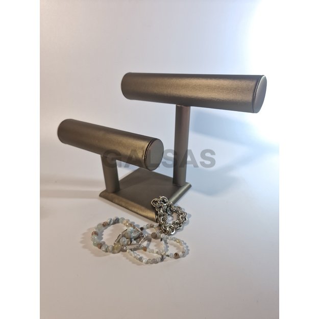 Stojak na bransoletkę i zegarek, 2 poziomy, czarny jedwab - APY-2-NEW-SILK-RD