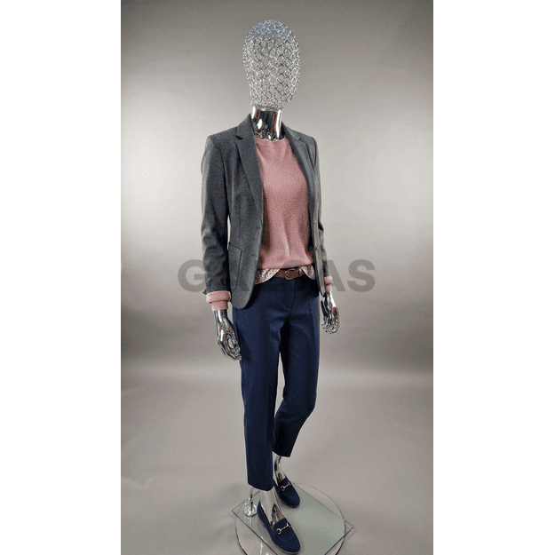 Lustrzany chromowany manekin damski BF2-TINKL-SILVER