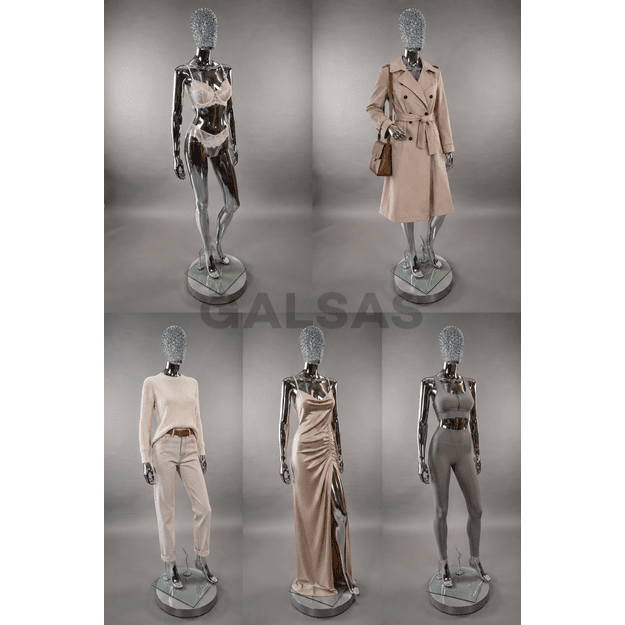 Lustrzany chromowany manekin damski BF2-TINKL-SILVER