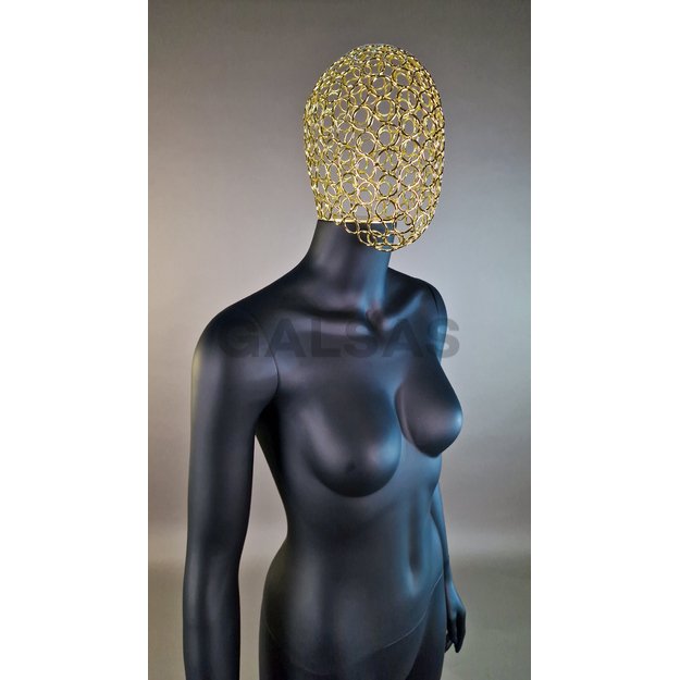 Manekin damski 1017D-TINKL-J-MAT – pełnej wysokości, w kolorze czarnym matowym, z siatkową głową. Tworzywo sztuczne.