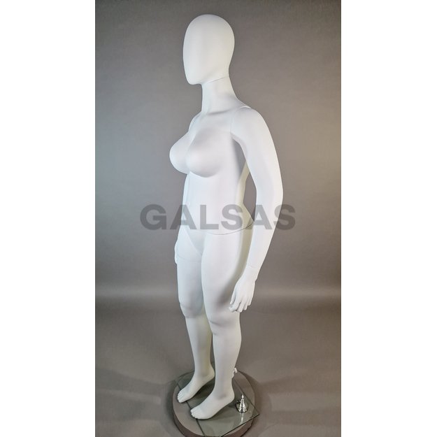 „Plus Size”  Manekin damski Nr74 – bez twarzy, w kolorze białym matowym. Tworzywo sztuczne.