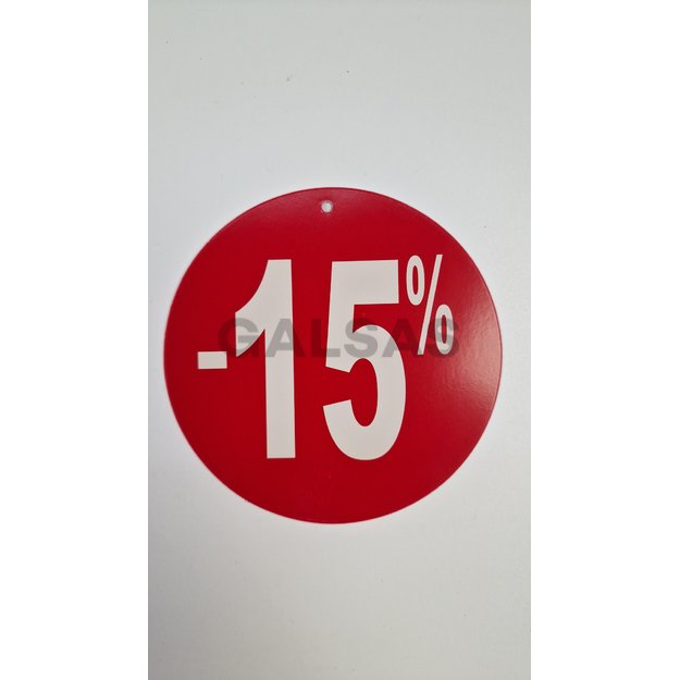 Etykiety rabatowe "15%" - papier okrągły. Średnica 120 mm Etykiety rabatowe "15%" - papier okrągły. Średnica 120 mm